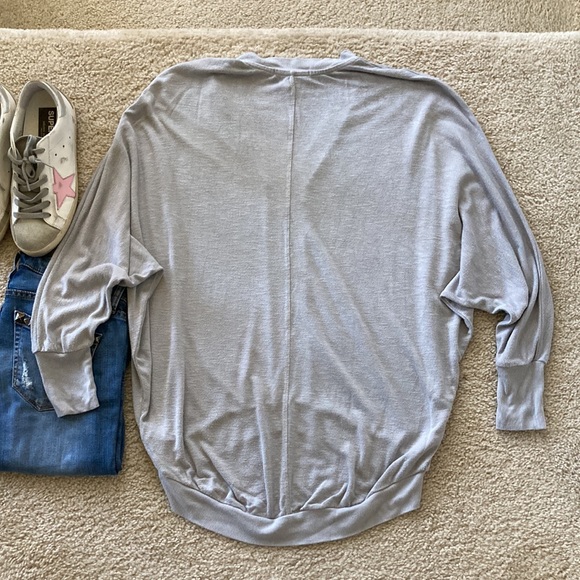 Anthropologie Eri + Ali Deep V Ribbed Top in Grey - Picture 7 of 7